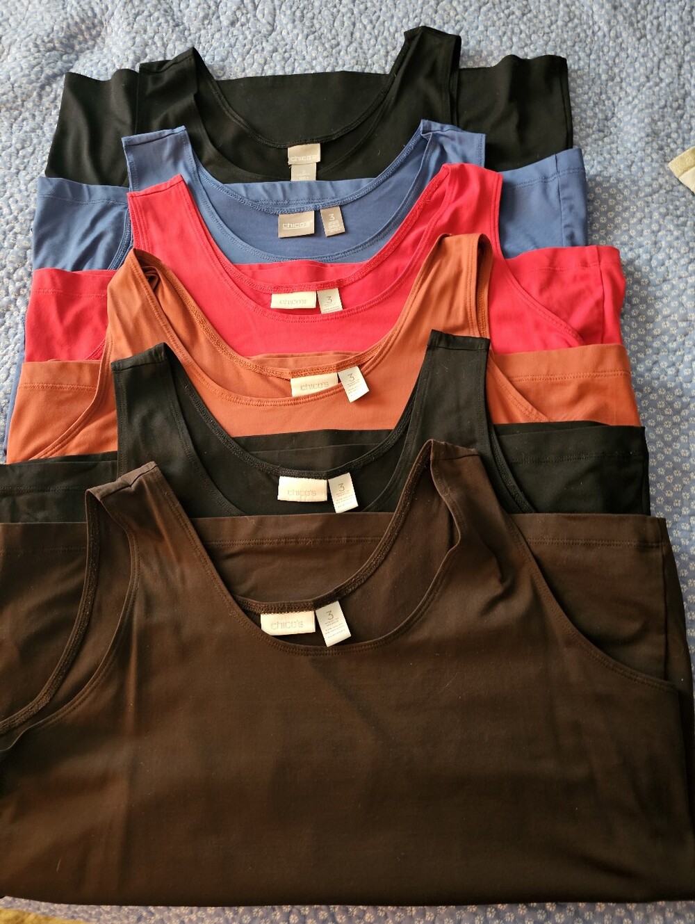 Lot of 6 Chicos Size 3 Tank Tops Extra Large XL 14 16 Nylon Spandex Stretch Cami